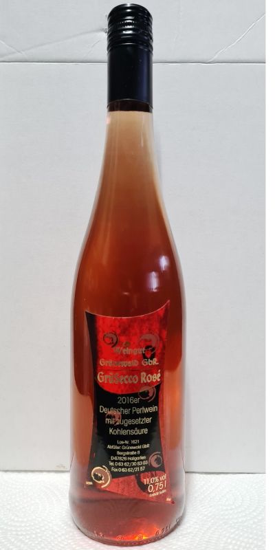<br>Artikel-Nr.: 202505/0,75l<br>2025er GrüSecco rose Deutscher Perlwein mit zugesetzter Kohlensäure 0,75l<br>
